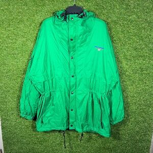Vintage Polo Sport Ralph Lauren Windbreaker Jacket Mens L‎ Green Hooded Fleece
